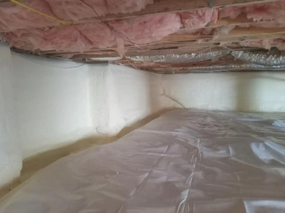 Crawl space encapsulation with closed-cell spray foam for Attic Insulation in Canandaigua